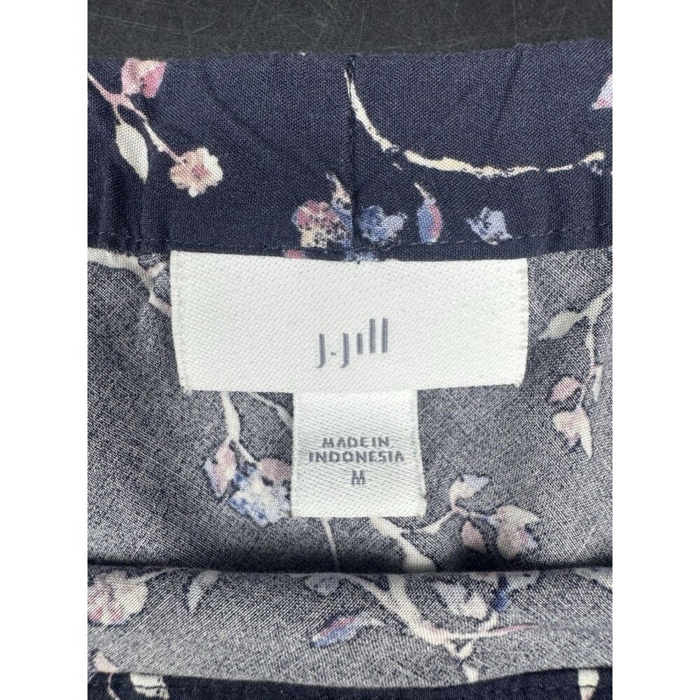 J Jill Womens Blue Floral Print Midi Skirt M Feminine Dark Romantic Cottage Core - Picture 5 of 8